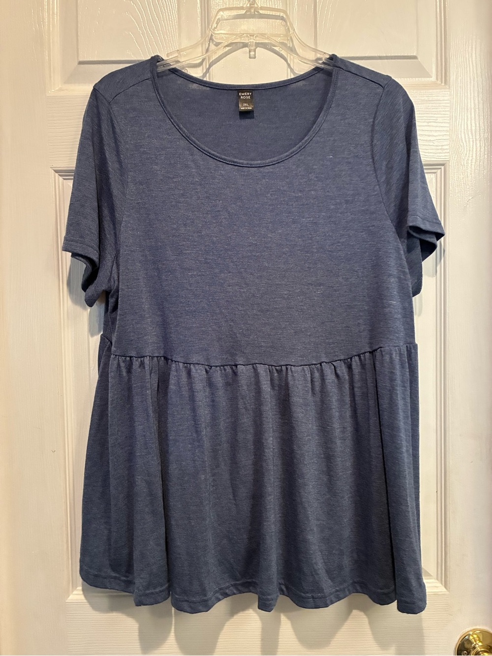 Emery Rose Heather Blue Short Sleeve Peplum Top
